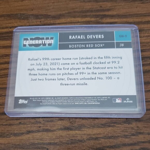 2022 Topps Series 1 Rafael Devers Generation Now Insert Red Sox GN-9 - Picture 3 of 3